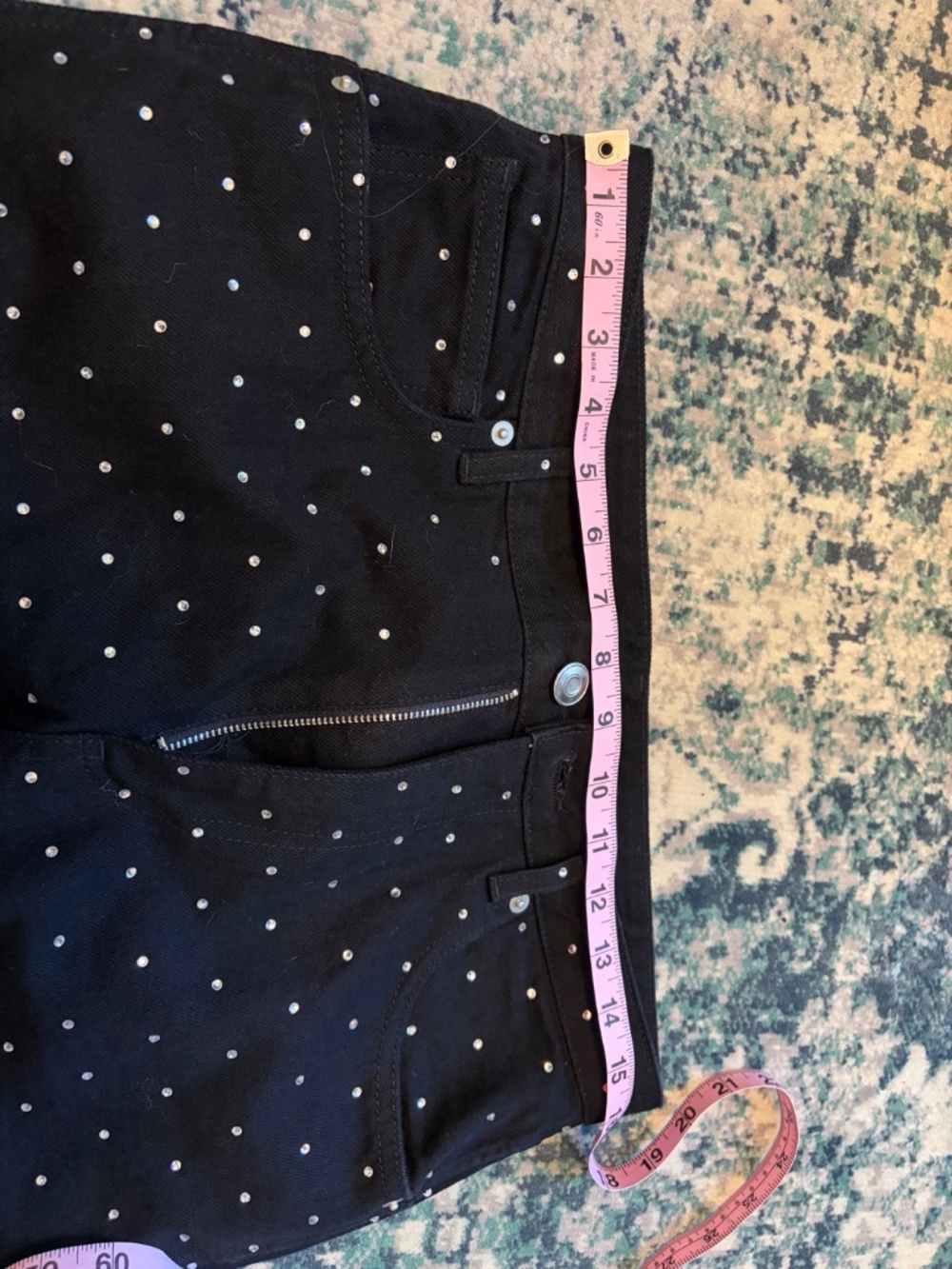 Black Rhinestone Embellished Jeans - Picture 5 of 6